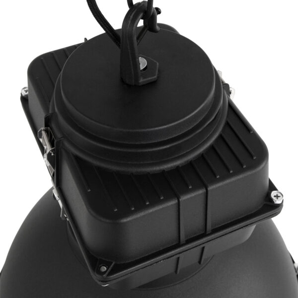 Mexlite Densi hanglamp - Ø38 cm - industrieel - E27 - met glasplaat - zwart - Afbeelding 3