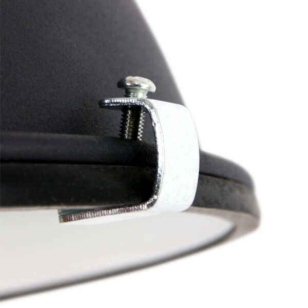 Mexlite Densi hanglamp - Ø38 cm - industrieel - E27 - met glasplaat - zwart - Afbeelding 4