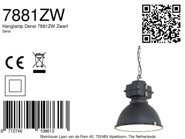 Mexlite Densi hanglamp - Ø38 cm - industrieel - E27 - met glasplaat - zwart - Afbeelding 7
