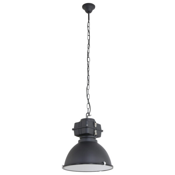 Mexlite Densi hanglamp - Ø38 cm - industrieel - E27 - met glasplaat - zwart - Afbeelding 9