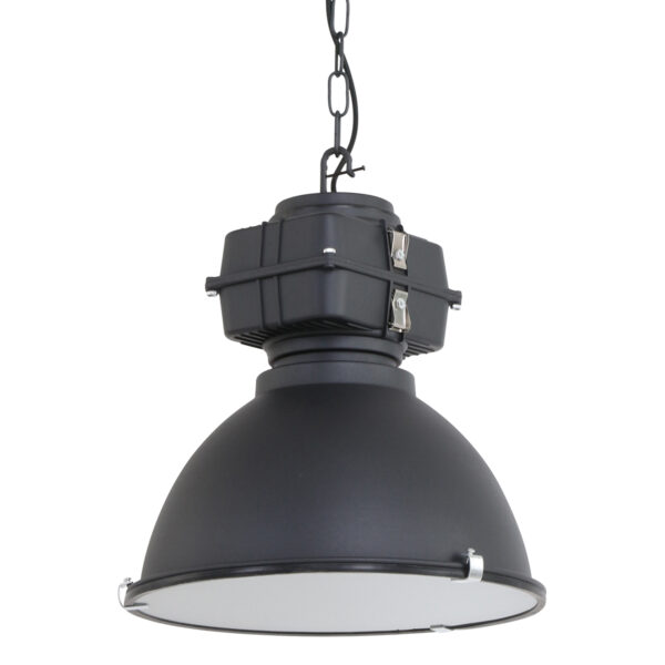 Mexlite Densi hanglamp - Ø38 cm - industrieel - E27 - met glasplaat - zwart - Afbeelding 10