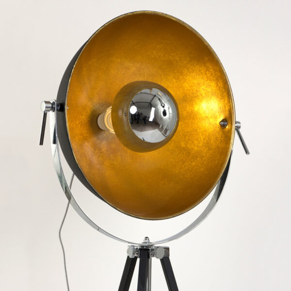 Mexlite Eelco vloerlamp – ø 74 cm – In hoogte verstelbaar en Draai- en/of kantelbaar – E27 (grote fitting) – goud en zwart - Afbeelding 15