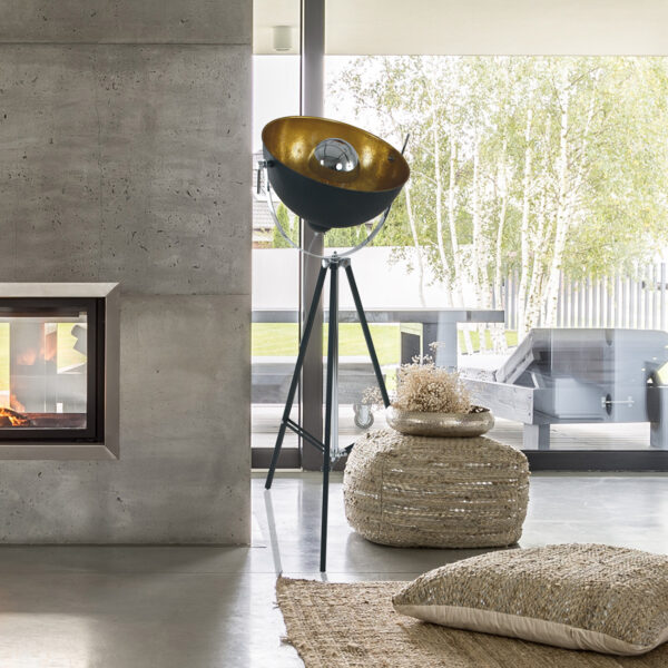 Mexlite Eelco vloerlamp – ø 74 cm – In hoogte verstelbaar en Draai- en/of kantelbaar – E27 (grote fitting) – goud en zwart - Afbeelding 3