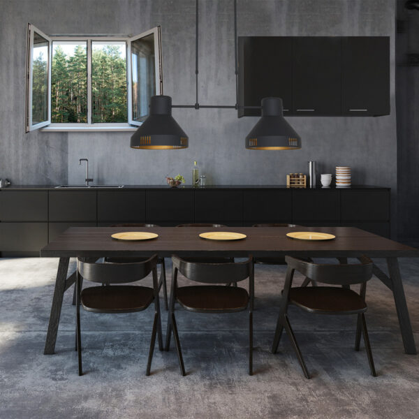 Mexlite Evy hanglamp - tweelichts - 104cm breed - zwart met goud - Image 2