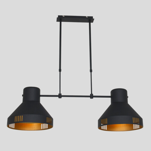 Mexlite Evy hanglamp - tweelichts - 104cm breed - zwart met goud - Image 15