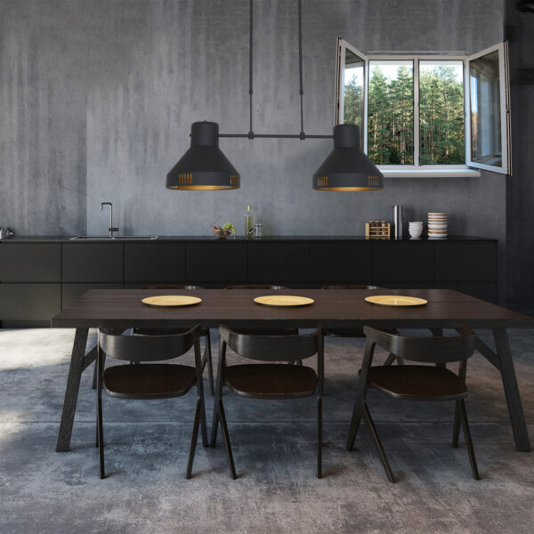 Mexlite Evy hanglamp - tweelichts - 104cm breed - zwart met goud - Image 3