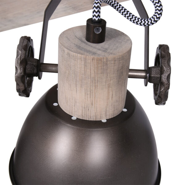 Mexlite Gearwood spot - vierlichts - draai- en kantelbaar - hout en metaal - antraciet - Afbeelding 4