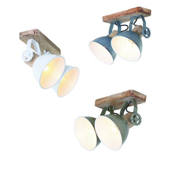 Industriële tweelichts plafondlamp Mexlite Gearwood - Image 2