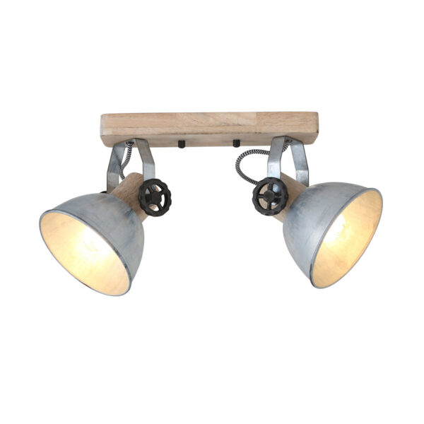 Mexlite Gearwood plafondspot - tweelichts - E27 - draaibaar - kantelbaar - hout met nikkel - Image 13