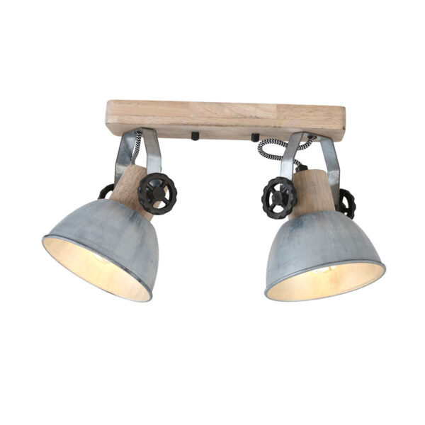 Mexlite Gearwood plafondspot - tweelichts - E27 - draaibaar - kantelbaar - hout met nikkel - Image 14
