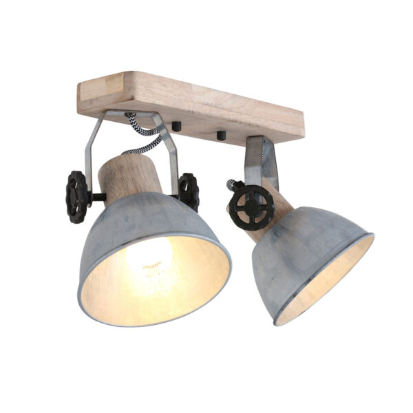 Mexlite Gearwood plafondspot - tweelichts - E27 - draaibaar - kantelbaar - hout met nikkel - Image 10