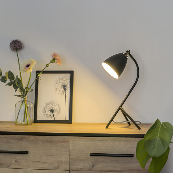 Mexlite Lina tafellamp - 43 cm hoog - Ø 12 cm kapje - kantelbaar - zwart - Afbeelding 2