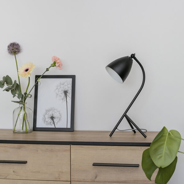 Mexlite Lina tafellamp - 43 cm hoog - Ø 12 cm kapje - kantelbaar - zwart - Afbeelding 3