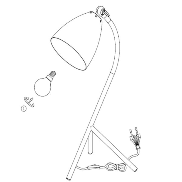 Mexlite Lina tafellamp - 43 cm hoog - Ø 12 cm kapje - kantelbaar - zwart - Afbeelding 9