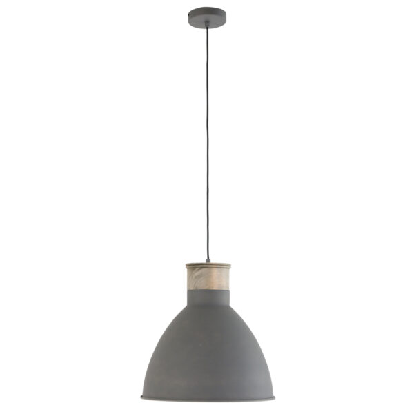Mexlite Gunar hanglamp - ⌀40 cm - met houten detail - in hoogte verstelbaar - grijs - Image 9