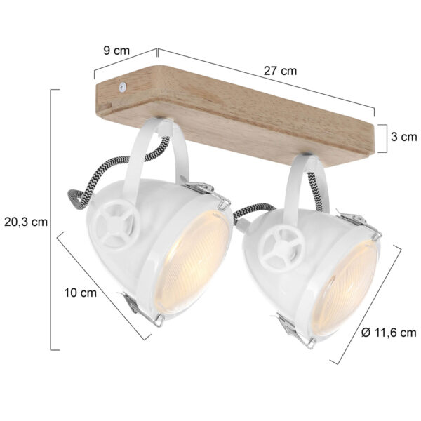 Mexlite Harve plafondlamp - tweelichts - inclusief LED lichtbron - dim to warm - 19 cm breed - wit - Image 5
