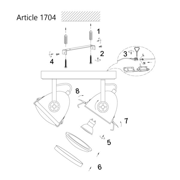 Mexlite Harve plafondlamp - tweelichts - inclusief LED lichtbron - dim to warm - 19 cm breed - wit - Image 7