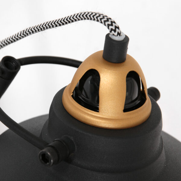 Mexlite Nové wandlamp - 30 cm diep - Ø18 cm - draai- en kantelbaar - zwart met goud - Afbeelding 4
