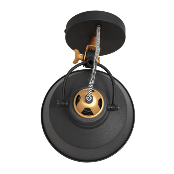 Mexlite Nové wandlamp - 30 cm diep - Ø18 cm - draai- en kantelbaar - zwart met goud - Afbeelding 8