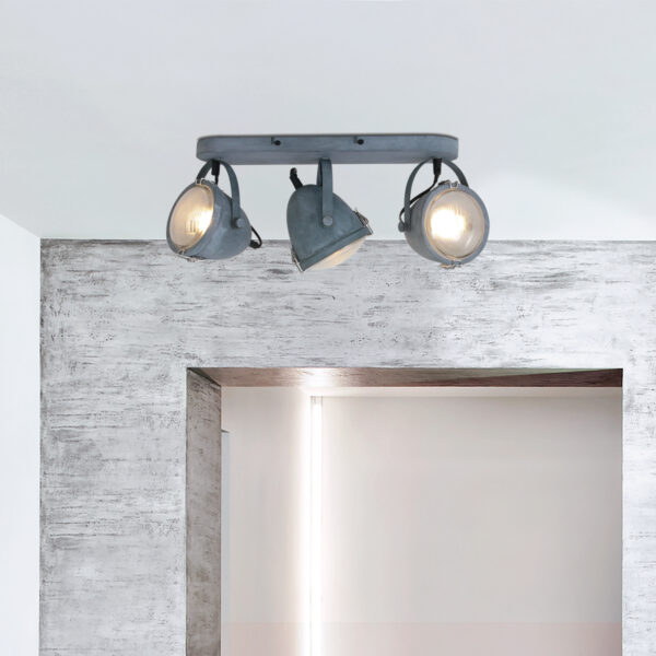 Mexlite Paco plafondlamp - drielichts - 45 cm breed - draai- en kantelbaar - beton grijs - Image 2