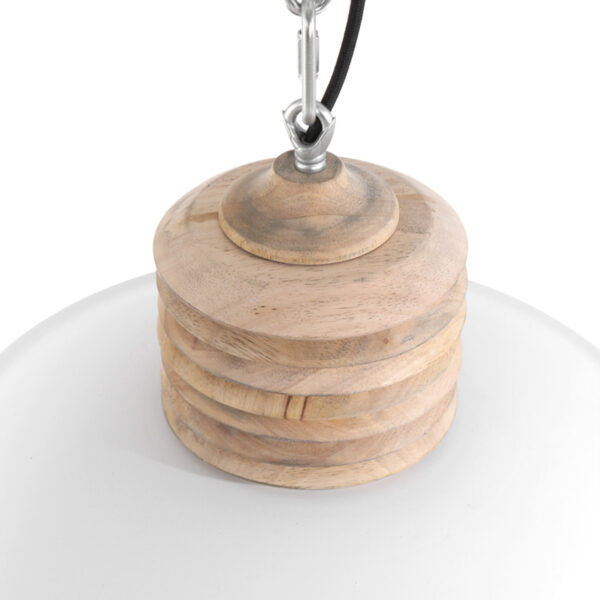 Mexlite Samso hanglamp - Ø50 cm - landelijk - met houten klos - wit - Image 3