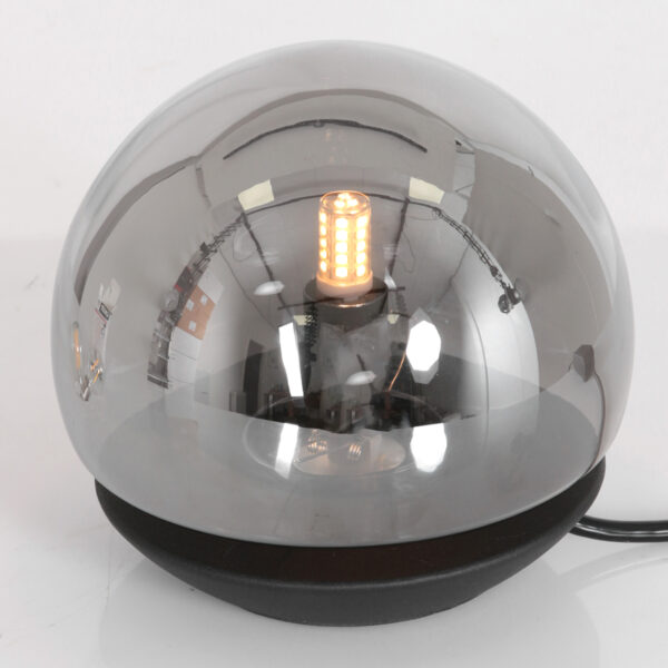 Steinhauer Ancilla tafellamp - rookglas - touchdimmer - bol - 16,5 cm hoog - 2700K - 300L - 3W - zwart - Image 3