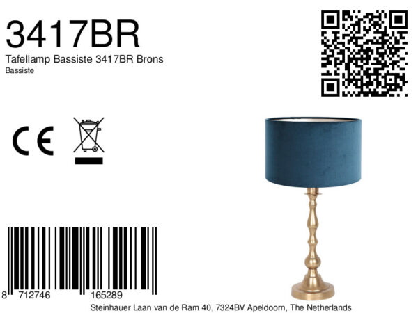 Steinhauer Bassiste tafellamp – ø 28 cm –– blauw en brons - Image 6