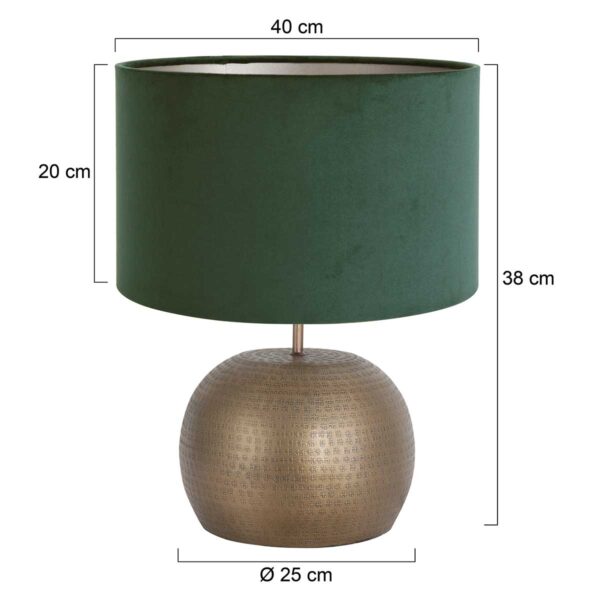 Steinhauer Brass tafellamp - met groene velvet kap - 44 cm hoog - E27 - brons - Image 5