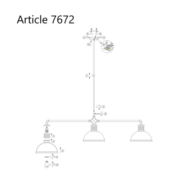 Steinhauer Brooklyn hanglamp - drielichts - 140 cm breed - 3x Ø30 cm - in hoogte verstelbaar - zwart - Image 9