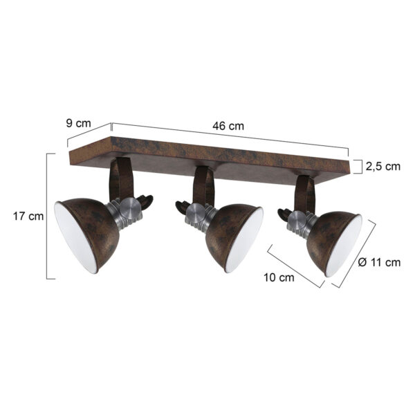Steinhauer Brooklyn drielichts plafondlamp - inclusief GU10 lichtbron - dim to warm - 60 cm breed - bruin - Afbeelding 6