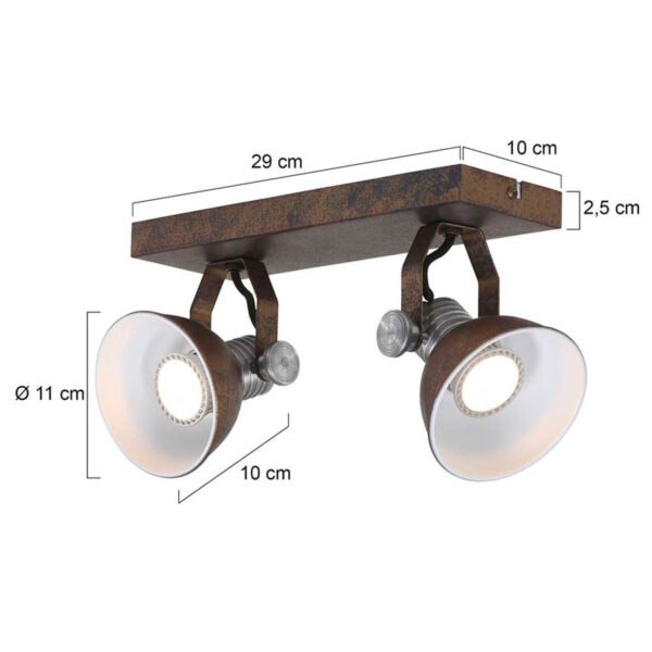 Steinhauer Brooklyn plafondlamp - 2 spots - draaibaar & kantelbaar - incl. led - verweerd bruin - Afbeelding 7