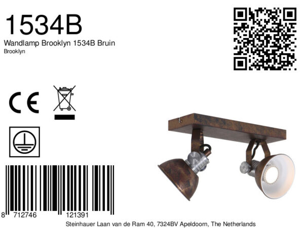 Steinhauer Brooklyn plafondlamp - 2 spots - draaibaar & kantelbaar - incl. led - verweerd bruin - Afbeelding 8