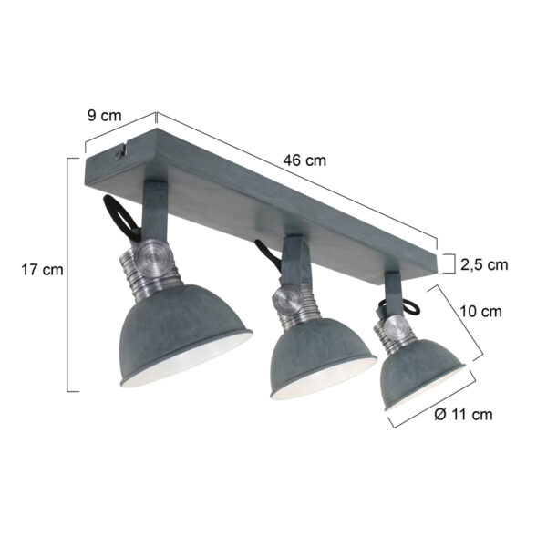 Steinhauer Brooklyn drielichts plafondlamp - inclusief GU10 lichtbron - dim to warm - 60 cm breed - grijs - Image 6