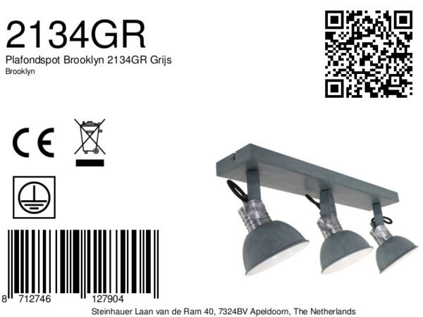Steinhauer Brooklyn drielichts plafondlamp - inclusief GU10 lichtbron - dim to warm - 60 cm breed - grijs - Image 7