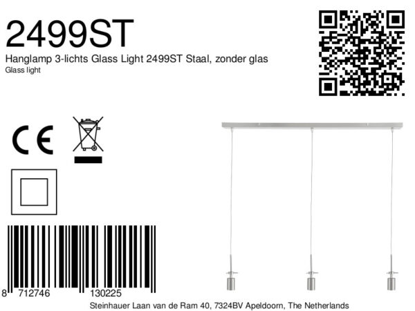 Steinhauer Glass light hanglamp – E27 (grote fitting) – staal - Image 6
