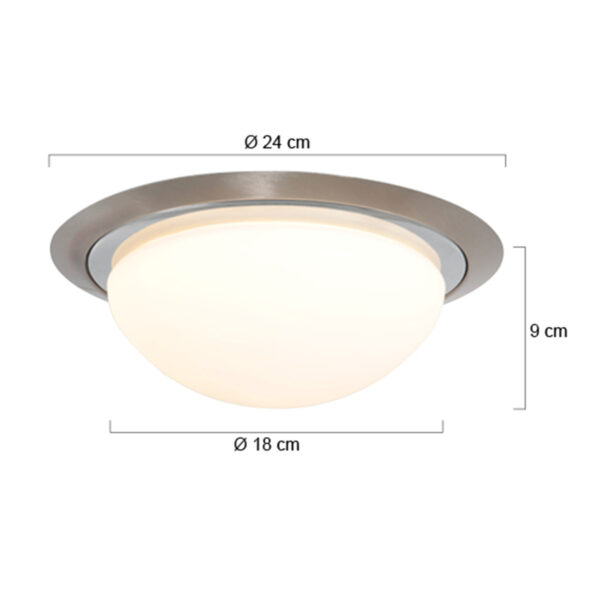 Steinhauer Ceiling and Wall plafondlamp - badkamer - Ø24 cm - Incl. LED - 4 lichtstanden - staal en wit glas - Image 5