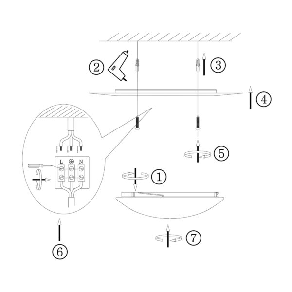 Steinhauer Ceiling and Wall plafondlamp - badkamer - Ø24 cm - Incl. LED - 4 lichtstanden - staal en wit glas - Image 7