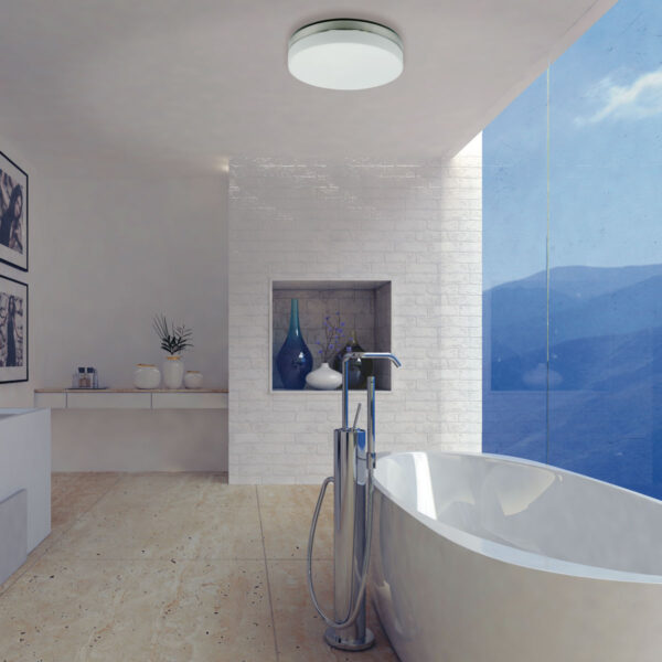 Steinhauer Ceiling and Wall plafonnière - badkamer - Ø 30cm - Incl. LED - 4 lichtstanden - staal en wit glas - Afbeelding 3