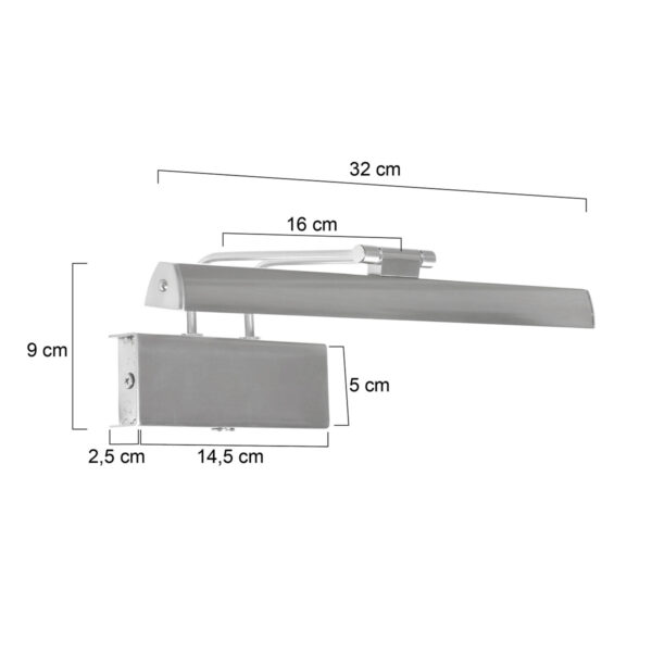 Steinhauer Litho schilderijlamp - 32 cm breed - incl. LED - incl. dimmer - staal - Image 5
