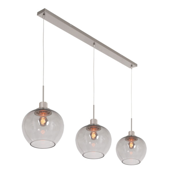 Steinhauer Lotus hanglamp - drielichts - 110 cm breed - kapjes Ø25 cm - rookglas - Image 14