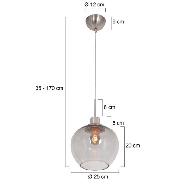 Steinhauer Lotus hanglamp - glazen kap - ⌀25 cm - E27 - in hoogte verstelbaar - staal - Image 5