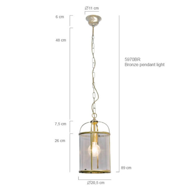 Steinhauer Pimpernel hanglamp - lantaarn - Ø20 cm - 1 lichts - brons met glas - Image 6