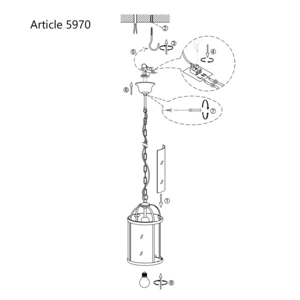 Steinhauer Pimpernel hanglamp - lantaarn - Ø20 cm - 1 lichts - brons met glas - Image 8