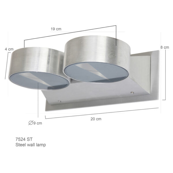 Steinhauer Rajka wandlamp - tweelichts - incl. ingebouwd LED - licht aan beide zijden - staal - Image 2