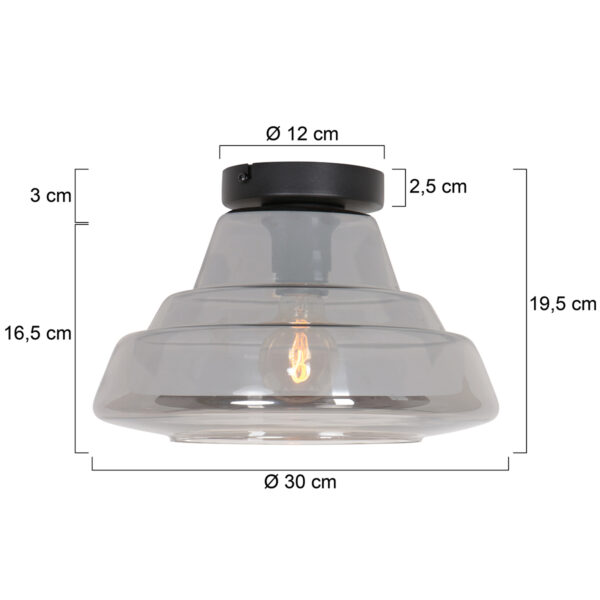Steinhauer Reflexion plafondlamp – ø 30 cm – E27 (grote fitting) – zwart - Image 5