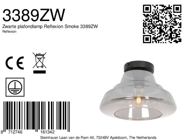 Steinhauer Reflexion plafondlamp – ø 30 cm – E27 (grote fitting) – zwart - Image 6