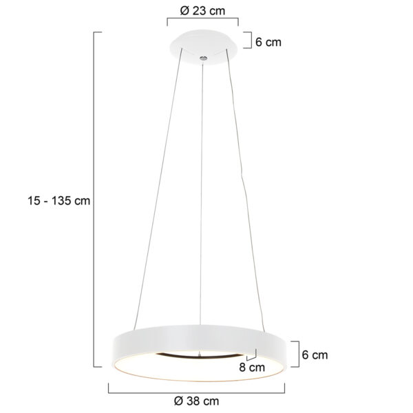 Steinhauer Ringlede hanglamp - ring - ingebouwd LED - Ø38 cm - wit - Image 6