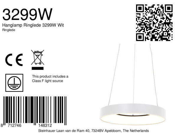 Steinhauer Ringlede hanglamp - ring - ingebouwd LED - Ø38 cm - wit - Image 7