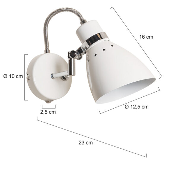 Steinhauer Spring wandspot - draai- en kantelbaar - dimbaar - incl. 185 cm lang snoer - wit - Image 7