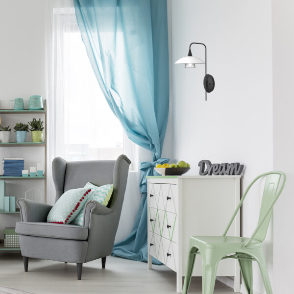 Steinhauer Tallerken wandlamp - incl. G9 lichtbron - 36 cm hoog - glazen schotel - zwart - Image 2
